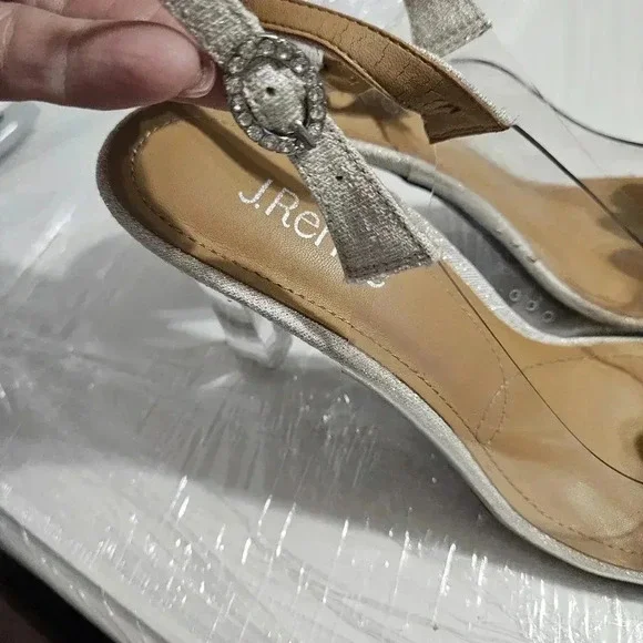J.Renee Drisana Clear Ivory Slingback Heels w/ Pearl Detail - Picture 2 of 10
